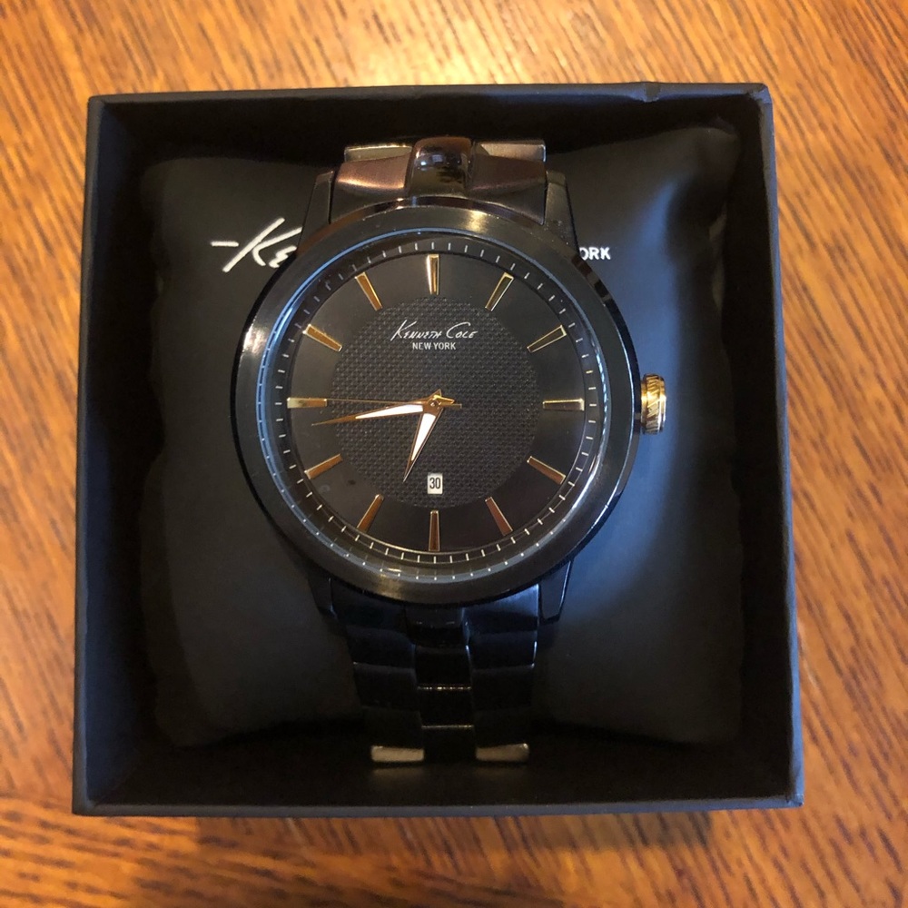 Kenneth Cole Over-Sized Black and Gold Watch